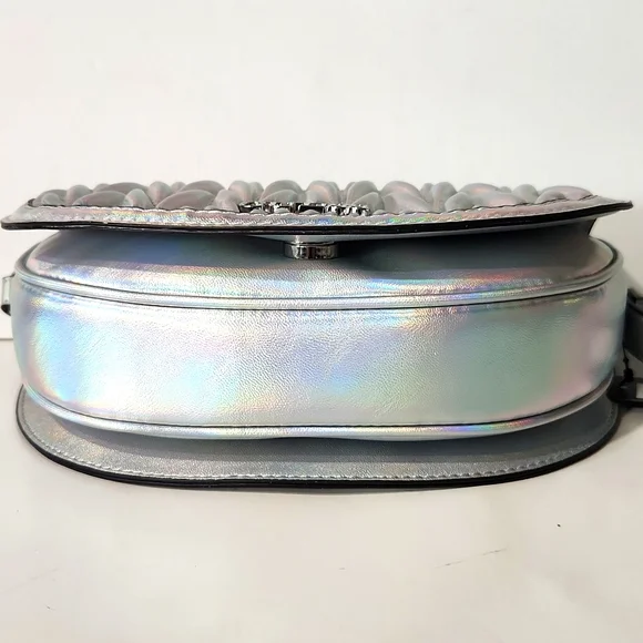 NEW! GUESS Metallic Silver Mini Shoulder Bag with Crossbody Strap - Picture 7 of 16